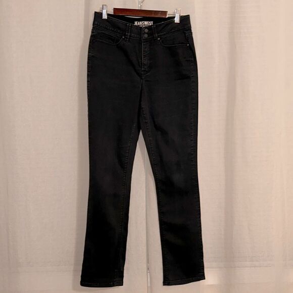 JEANSWEST 8 Black Tummy Trimmer Slim Straight Stretch Jeans - Picture 2 of 15